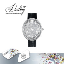 Destin bijoux cristal de Swarovski Glamour en cuir montre